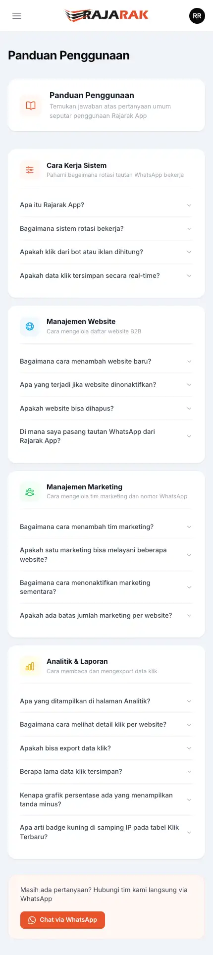 RajaRak App: Chat Lead Rotator & Analytics mobile preview