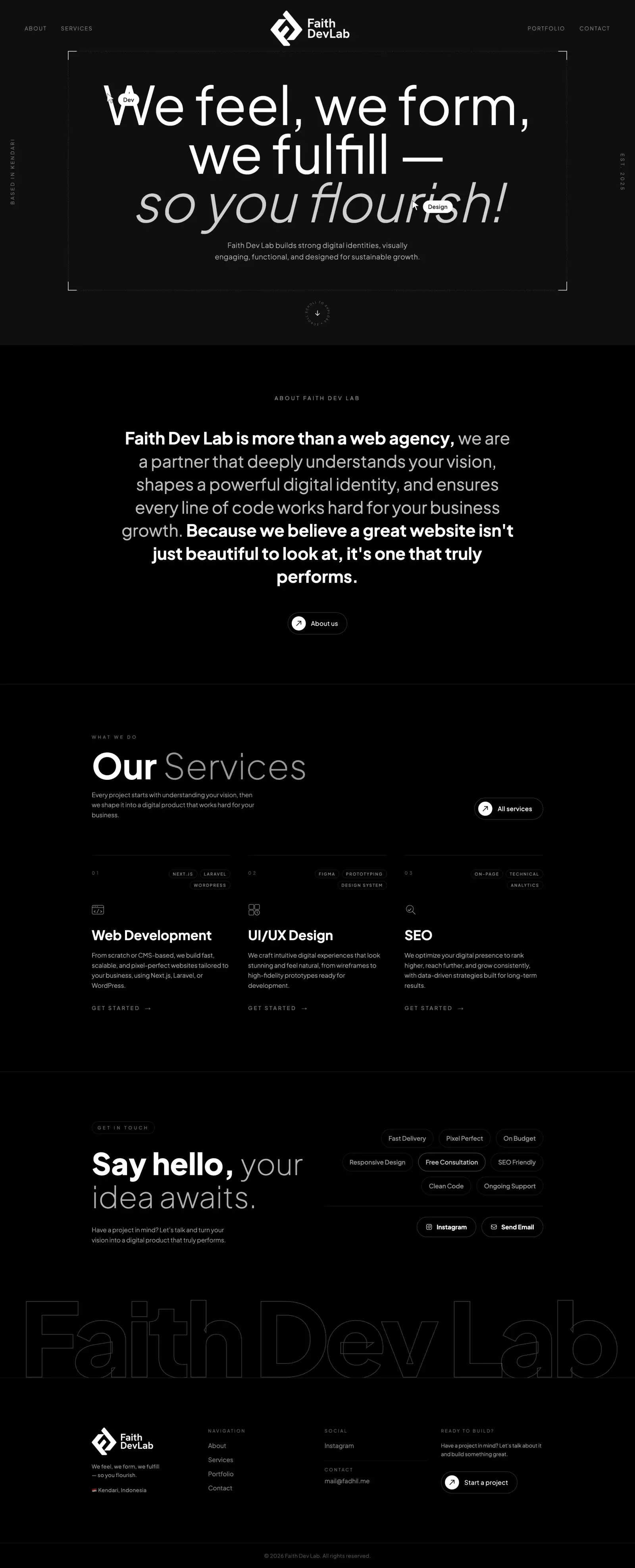 Faith Dev Lab: Digital Agency Website desktop preview