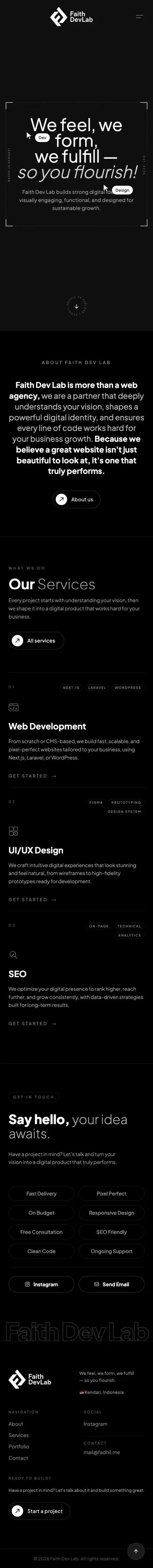 Faith Dev Lab: Digital Agency Website mobile preview