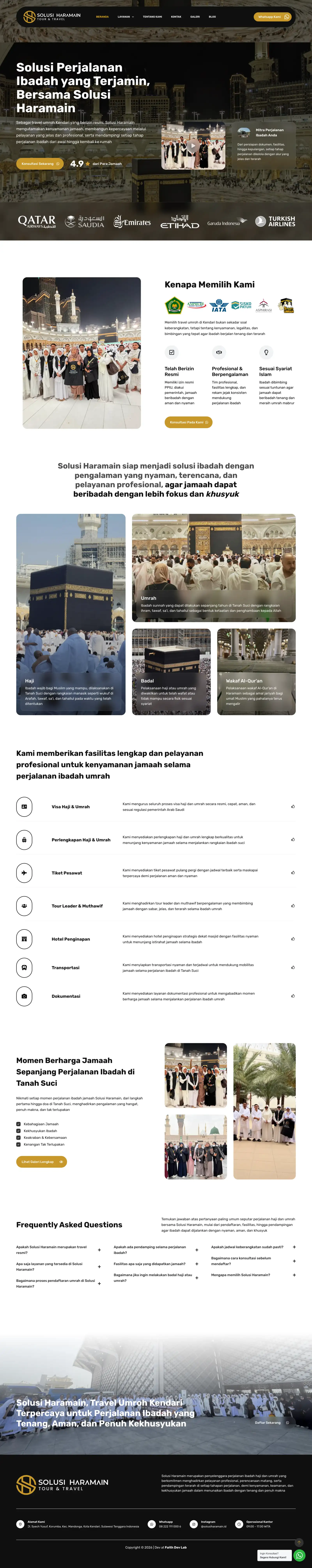 Preview desktop Solusi Haramain: Website Layanan Travel Ibadah